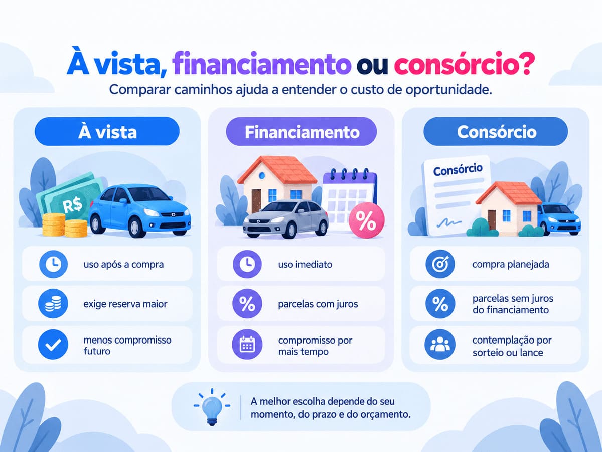 Infográfico comparando formas de pagamento e o custo de oportunidade.